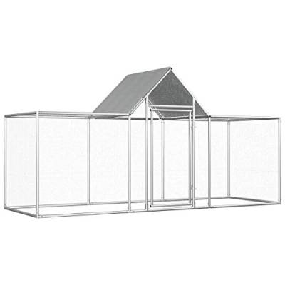 Freilaufgehege, Tierlaufstall mit Sonnenschutz, Kleintierstall, Hühnerstall mit Einem Wasserfesten Dach, Abschließbare Tür mit Riegeln, 3 x 1 x 1.5 m Verzinkter Stahl von TEWTX7