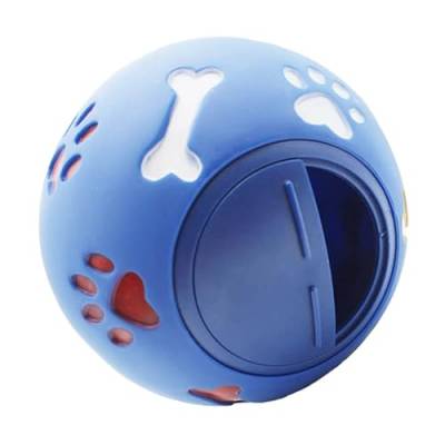 Leckerli-Spenderball für Hunde, interaktives Haustier, langsamer Futterspender, Puzzleball, verstellbarer Auslaufmund, interaktives bissfestes Katzenspielzeug-Ball für Katzen-Training (blau, 11 cm) von TITA-DONG