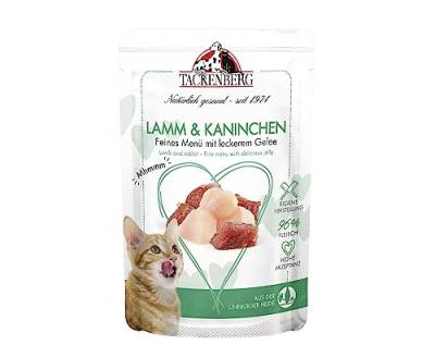TACKENBERG Katzenfutter Lamm und Kaninchen, Nassfutter für Katzen - 24x85 g - Hochwertiges Katzennassfutter für eine ausgewogene Ernährung in Premiumqualität - ohne Zuckerzusatz, 24x85 g von Tackenberg