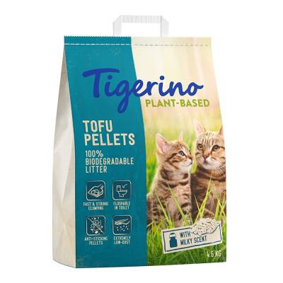 Tigerino Plant-Based Tofu Katzenstreu – Milch-Duft - Sparpaket 3 x 11 l (13,8 kg) von Tigerino
