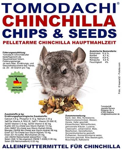 Tomodachi Chinchillafutter, Chinchillanahrung, viel Gemüse, wenig Pellets, Komplettnahrung für Chinchilla, leckere, artgerechte, ausgewogene Futtermischung für Chinchilla, Chinchillafutter 15kg Sack von Tomodachi