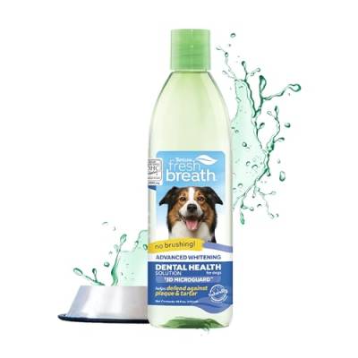 Fresh Breath by TropiClean - Mundpflege-Wasserzusatz für Hunde - Ohne Zähneputzen - Bekämpft Plaque und Zahnstein bei Haustieren - Advanced Whitening - 473 ml von Tropiclean