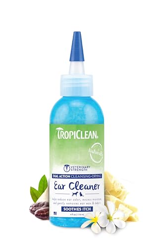 TropiClean Dual Action Ohrreiniger für Haustiere - Reinigen und Trocknen - Reduziert Geruch und überschüssige Feuchtigkeit - Entfernt Ohrschmalz und Schmutz - 118 ml von Tropiclean