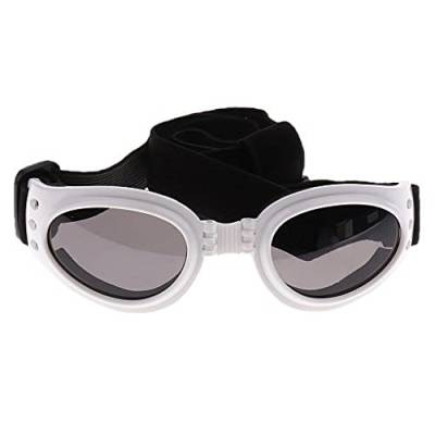 U/D Hunde-Sonnenbrille, faltbar, UV-Schutz, für Hunde, Motorradbrille, für kleine, mittelgroße und große Hunde (Weiß #1) von U/D