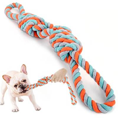 VIEWLON Zerrspielzeug Hundespielzeug Seil - Dauerhaft Tau Hund Spielzeug 2Knoten Seil,50cm Hundeseile Interaktive Kauen Spielzeug,Vorteilhaft für die Zahnreinigung des Hundes,für Kleine/Mittlere Hunde von VIEWLON