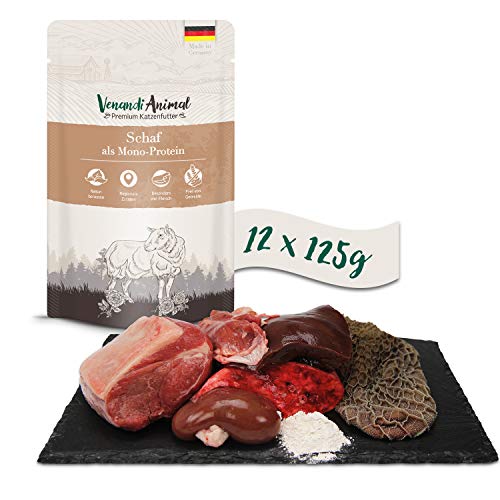 Venandi Animal – Premium Katzenfutter – Schaf als Monoprotein, Nassfutter, getreidefrei und naturbelassen, 12er Pack (12 x 125g) von VenandiAnimal