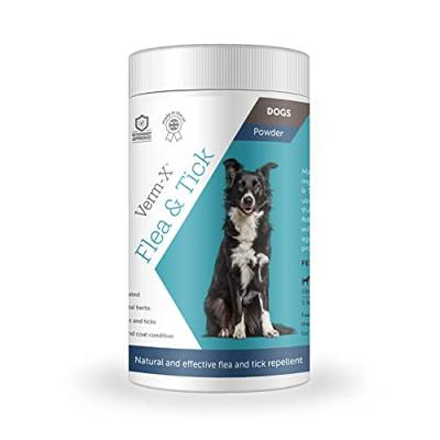 Verm-X Floh- & Zeckenpulver für Hunde, wirksames natürliches Abwehrmittel, 100% natürliche Inhaltsstoffe, umweltfreundlich von Verm-X