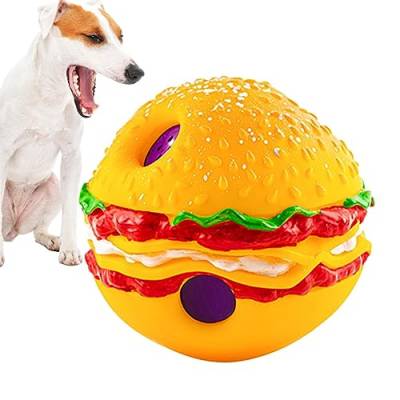 Visiblurry Hundespielzeugball | PVC-Beißring Hamburger-Quietschbälle für Hunde | Interaktives Hundespielzeug, leuchtende Farben, Ballspielzeug, bissfest, für Welpen, Katzen, Haustiere, Hunde von Visiblurry