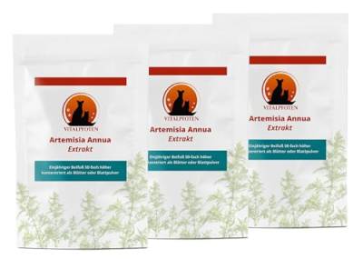 Vitalpfoten Artemisia Annua 50:1 Ratio-Extrakt für Hunde und Katzen 3x20g, hochkonzentriertes Extrakt Pulver zur direkten Anwendung oder Mischung, höchste Qualität inkl. Dosierlöffel von Vitalpfoten