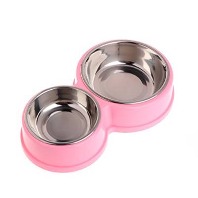 WOWOWO Pet Feeding Doppelschüssel mit Edelstahl-Futterwasserzufuhr für Hundekatzenwelpen von WOWOWO