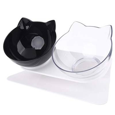 WOWOWO rutschfeste Cat Double Bowls mit erhöhtem Ständer Tiernahrung Wasserschale Katzen Dog Feeder Pets Supplies von WOWOWO