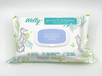 Welly Reinigungstücher Talkum und Iris sanft für Hunde und Katzen 40 Stück von Welly
