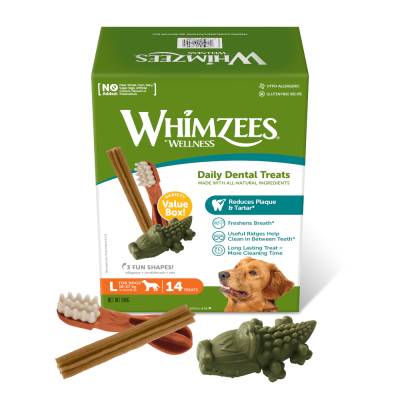 Whimzees by Wellness Mixbox - Größe L: für große Hunde (18 - 27 kg, 14 Stück) von Whimzees
