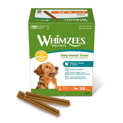 Whimzees by Wellness Monthly Stix Box - Größe L: für große Hunde: (1.800 g, 30 Stück) von Whimzees
