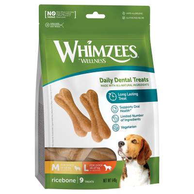 Whimzees by Wellness Ricebones - Größe M/L: für mittelgroße & große Hunde (12-27 kg, 9 Stück) von Whimzees