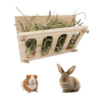 Kaninchen-Heuraufe aus Holz, multifunktional, für kleine Haustiere, Kaninchen, Chinchilla, Meerschweinchen (Huraufe C) von Wontee