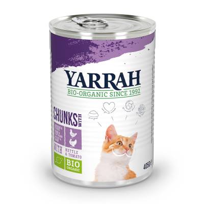Sparpaket Yarrah Bio Chunks 12 x 405 g - Bio Huhn & Bio Truthahn mit Bio Brennnesseln & Bio Tomaten von Yarrah