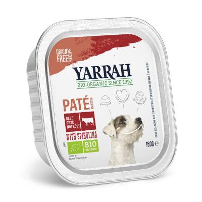 Sparpaket Yarrah Bio Schalen 36 x 150 g - Paté Bio Rind mit Bio Spirulina von Yarrah