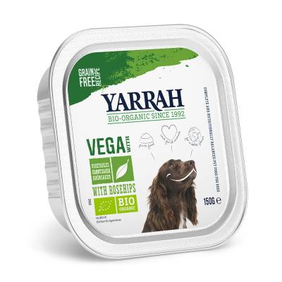 Yarrah Bio Bröckchen Vega mit Hagebutte 12 x 150 g - Vegetarische Chunks mit Bio Gemüse & Bio Hagebutte von Yarrah