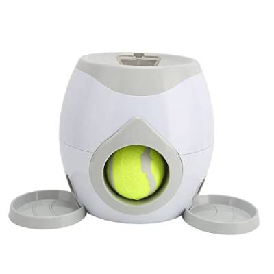 Yctze Automatischer Ballwerfer für Hunde, Interaktive Hunde-Tennisball-Werfermaschine, Hunde-Tennisfutter-Belohnungsmaschine mit Flachem Futtertablett für Hundewelpen, 2 Bälle Im von Yctze