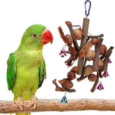 Yuehuam Vogel Papagei Kauspielzeug Hängender Vogel Biss Spielzeug mit Glocke und Haken Reißspielzeug für afrikanische Graue Nymphensittiche Sittiche Sittiche Kakadu und Medium Amazonas Papagei von Yuehuam