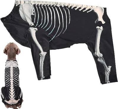 Hunde-Halloween-Pyjama für große Hunde, dehnbarer Hunde-Pjs, Haustierkleidung, Hunde-Jumpsuits mit Ärmeln, Halloween-Hundekostüme, Hunde, Skelettdruck, Sweatshirt, modisches Haustier von ZXCVWWE