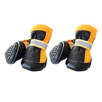ZZDH Hundeschuhe Pfotenschutz 4pcs / Set Hundeschuhe Anti-Rutsch-Pet Boots Paw-Schutz für Small Medium Hunde Comfortable Net Schuhe wasserdichte Breathable (Color : Yellow, Size : L) von ZZDH