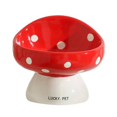 Raised Cat Bowl, Shallow Cat Bowl, Cat Water Food Bowl, Tilted Elevated cat Food Bowl, Cute Mushroom Ceramic Raised Pet Food Bowls Food Dish for Small Cats Kitten Easy Eating Slow Feeder Cat Bowl, von acime