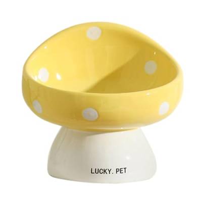 Raised Cat Bowl, Shallow Cat Bowl, Cat Water Food Bowl, Tilted Elevated cat Food Bowl, Cute Mushroom Ceramic Raised Pet Food Bowls Food Dish for Small Cats Kitten Easy Eating Slow Feeder Cat Bowl, von acime