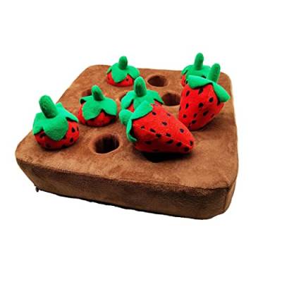 acime Hund Karotte Plüschtier | Hide and Seek Strawberry Schnüffelmatte für Hunde | 12 Erdbeer-Futterspiele Erdbeer-Kauspielzeug zum Stressabbau bei aggressiven Kauern von acime