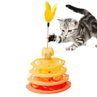acime Katzenspielzeug Zauberstab,Katzenspielzeug Zauberstab,Automatische Rotation, tanzendes Spielzeug für Haustiere im Innenbereich | Freihändiges natürliches Vogelfeder-Ballspielzeug von acime