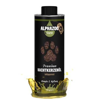 alphazoo Premium Nachtkerzenöl für Hunde & Katzen 250 ml I Natürliches Futteröl mit Omega-6 & Omega-9 Fettsäuren, kaltgepresst I Für glänzendes Fell von alphazoo