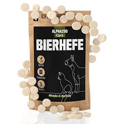 alphazoo Bierhefe-Tabletten für Hunde, Katzen & Nagetiere 50 STK. I Fellpflege Tabs für glänzendes Fell & gesunde Haut I Natürliches Anti Zecken Mittel von alphazoo