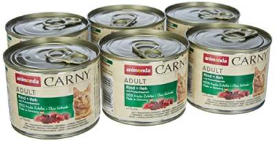 animonda Carny Adult Katzenfutter, Nassfutter für ausgewachsene Katzen, Rind + Reh mit Preiselbeeren, 6 x 200 g von animonda Carny