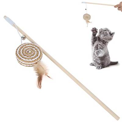 banapoy Holzspielzeug, Katzen Zauberstab Spielzeug Interaktives Katzenspielzeug Flexibel für die Interaktion mit Haustieren von banapoy