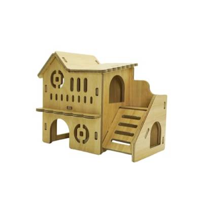 neolun Hamster-Labyrinthaus aus Holz, lustiges Rutschhaus, Doppeldeckerhütte für Zwerge, Rennmäuse, Mäuse, Ratten, Kleintiere (nur für kleine Hamster) von neolun