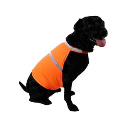osiuujkw Bequem zu tragende und stilvolle reflektierende Hundeweste für jeden Anlass. Hochsichtbare Fluoreszierende Hundeweste aus Polyester, Fluoreszierendes Orange, L von osiuujkw