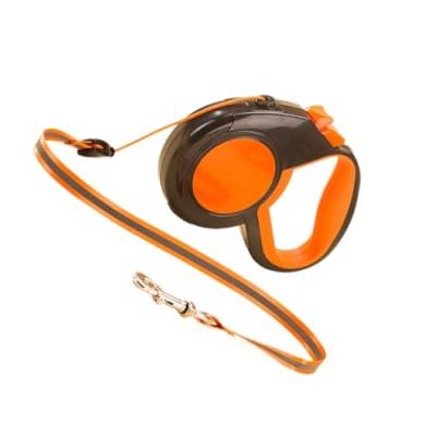 osiuujkw Einziehbare Hundeleine, breite Anwendung und erhöhte Sicherheit mit reflektierendem Nylonband, ergonomische einziehbare Hundeleine, Orange 5cm von osiuujkw