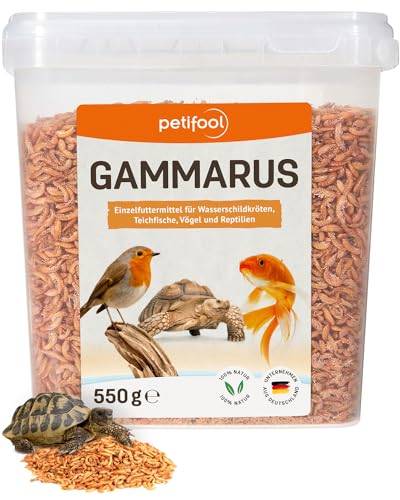 petifool Gammarus 550g – getrocknete Bachflohkrebse - gesunder Snack für Schildkröten, Fische, Vögel, Reptilien und Nager – natürliches Futtermittel von petifool