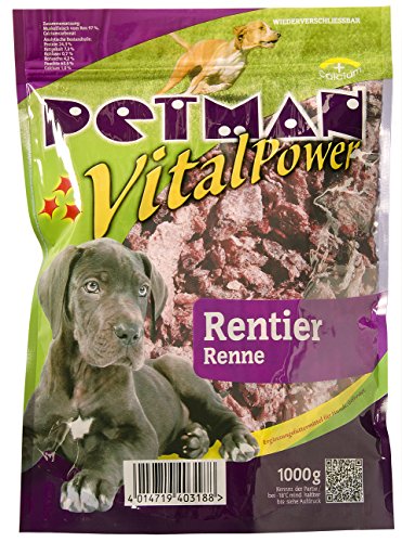 petman Vital Power Rentier, 6 x 1000g-Beutel, Tiefkühlfutter, gesunde, natürliche Ernährung für Hunde, Hundefutter, Barf, B.A.R.F. von petman