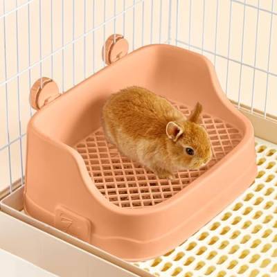 Kaninchen Toilette, Kleintier Katzentoilette für Käfige Abnehmbar Ecktoilette Töpfchentrainer für Kaninchen Meerschweinchen Hamster Chinchillas (Rosa) von septillar