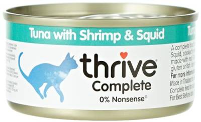 thrive Katze Complete - 100% Katzenvollnahrung Tunfisch, Shrimps & Kalamari (12-er Pack) von thrive