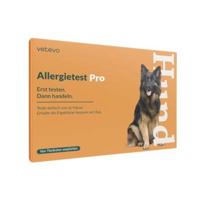 vetevo Allergietest Pro Hund, Unverträglichkeitstest Hunde 150+ Unverträglichkeiten Speichelprobe bei Juckreiz & Verdauungsprobleme, Testsieger von vetevo
