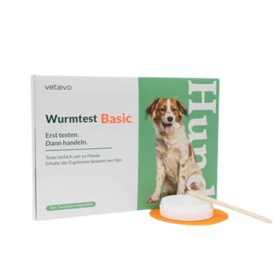 vetevo Wurmtest Hund Basic, Präziser Hunde Wurmtest, Test auf Parasiten wie Spulwürmer, Hakenwürmer & Kokzidien, Ergebnis in 12h, Für alle Hunde von vetevo