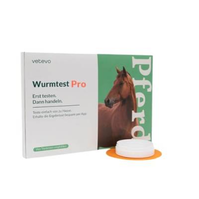 vetevo Wurmtest Pro Pferd inkl. Eizählung, Zuverlässiger Test auf Spulwürmer, Strongyliden, Leberegel & Co., Pferde Kotprobe für Selektive Entwurmung von vetevo