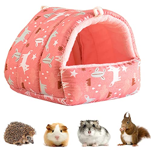 20cm Kleines Haustiernest, Hamster Haus Bett, Chinchilla Kleines Haustierbett, Warmes Haustierbett, Meerschweinchen-Bett für Igel, Ratte, Eichhörnchen, Eidechse, Frosch, Gecko, Chamäleon (Rosa, S) von Dilireba