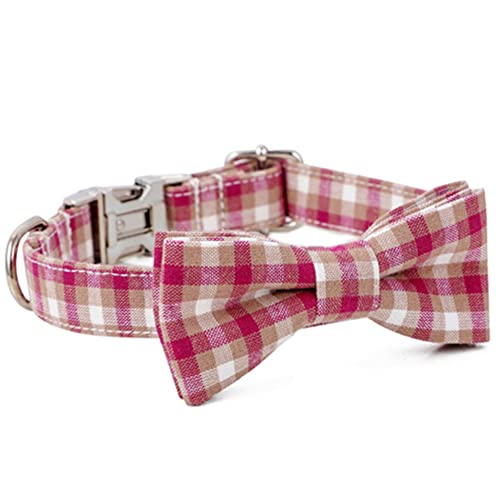 Dog Collar Plaid Bow Knot Pet Collar Bow Tie Dog Collar Soft Safe and Adjustable Suitable for Small Medium and Large Dogs (B, L) von 通用