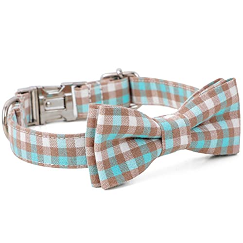 Dog Collar Plaid Bow Knot Pet Collar Bow Tie Dog Collar Soft Safe and Adjustable Suitable for Small Medium and Large Dogs (C, L) von 通用