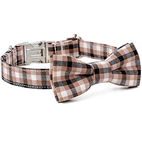Dog Collar Plaid Bow Knot Pet Collar Bow Tie Dog Collar Soft Safe and Adjustable Suitable for Small Medium and Large Dogs (D, L) von 通用