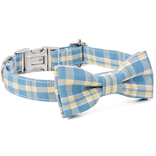 Dog Collar Plaid Bow Knot Pet Collar Bow Tie Dog Collar Soft Safe and Adjustable Suitable for Small Medium and Large Dogs (E, L) von 通用